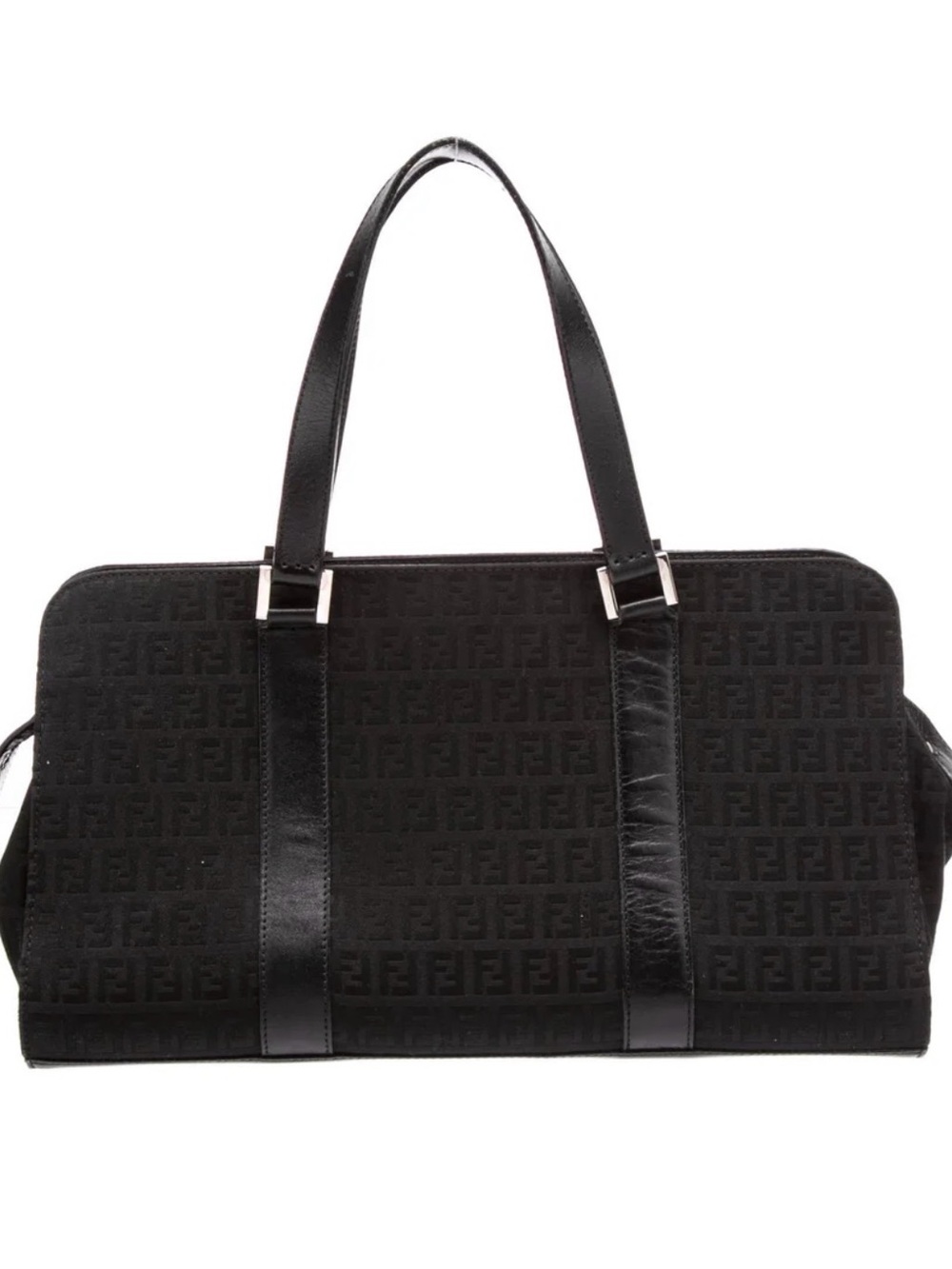 Fendi Vintage Karl Lagerfeld Zucchino Black Monogram FF Top Handle Bag